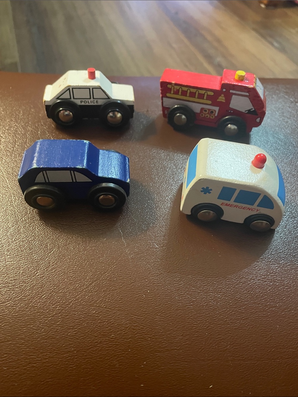 VTG Bundle of Wooden Police Car and Emergency Vehicle Brio Compatible Train Toy